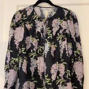 LA VIE Black Crocus Floral Blouse